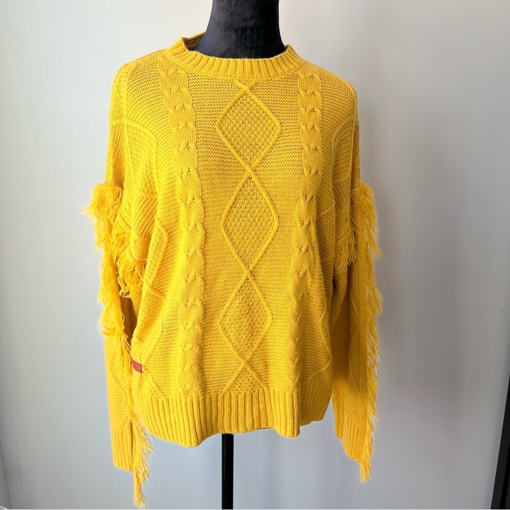 Simply Southern Mustard Cable Knit Sweater - L